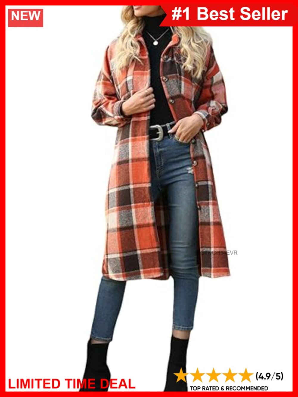 Oversized Plaid Button Up Long Sleeve Shacket Wool Blend Lounge Shirt Jacket